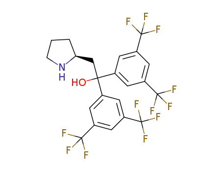Molecular Structure of 1178977-14-4 ((S)-1,1-bis(3,5-bis(trifluoromethyl)phenyl)-2-(pyrrolidin-2-yl)ethanol)