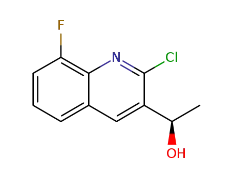 Molecular Structure of 1065481-27-7 ((R)-1-(2-Chloro-8-fluoroquinolin-3-yl)ethanol)