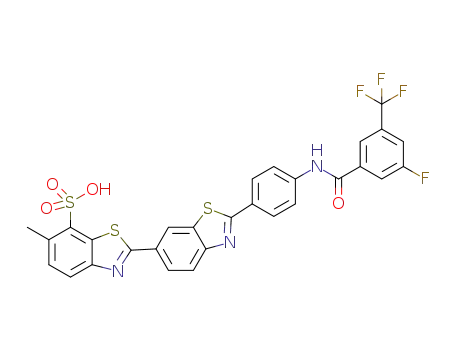 2'-(4-(3-fluoro-5-(trifluoromethyl)benzamido)phenyl)-6-methyl-[2,6'-bibenzo[d]thiazole]-7-sulfonic acid