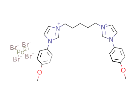 Molecular Structure of 1359945-63-3 ([1,5-bis(1-(4-methoxyphenyl)-imidazolium-1-yl)pentane]PdBr<sub>4</sub>])