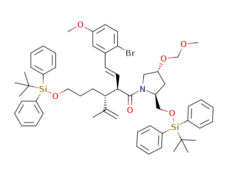 anti-(2R,3R)-2-[E-2-(2-bromo-5-methoxyphenyl)-ethenyl]-1-[(2S,4R)-2-(tert-butyldiphenylsilyloxymethyl)-4-methoxymethyloxy-pyrrolidin-1-yl]-3-(3-tert-butyldiphenylsilyloxypropyl)-4-methyl-4-pentene-1-one