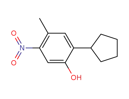 Molecular Structure of 1161025-13-3 (2-cyclopentyl-4-methyl-5-nitro-phenol)