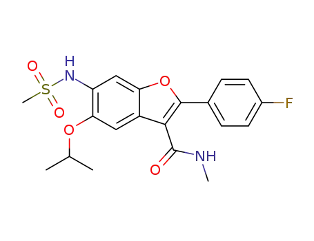 Molecular Structure of 691852-36-5 (3-Benzofurancarboxamide, 2-(4-fluorophenyl)-N-methyl-5-(1-methylethoxy)-6-[(methylsulfonyl)amino]-)
