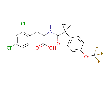 Molecular Structure of 1373527-88-8 ((S)-3-(2,4-dichlorophenyl)-2-(1-(4-(trifluoromethoxy)phenyl)cyclopropanecarboxamido)propanoic acid)