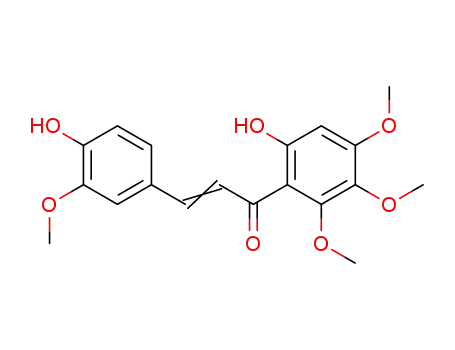 Molecular Structure of 137527-38-9 (2-Propen-1-one,
3-(4-hydroxy-3-methoxyphenyl)-1-(6-hydroxy-2,3,4-trimethoxyphenyl)-,
(E)-)