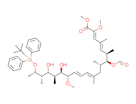Molecular Structure of 1379802-76-2 ((2Z,4E,6R,7S,8S,10E,12E,14S,15R,16S,17R,18S,19S)-methyl 19-(tert-butyldiphenylsilyloxy)-7-(formyloxy)-15,17-dihydroxy-2,14-dimethoxy-4,6,8,10,16,18-hexamethylicosa-2,4,10,12-tetraenoate)