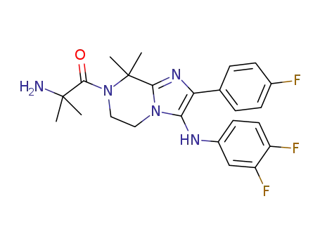 2-amino-1-(3-(3,4-difluorophenylamino)-2-(4-fluorophenyl)-8,8-dimethyl-5,6-dihydroimidazo[1,2-a]pyrazin-7(8H)-yl)-2-methylpropan-1-one