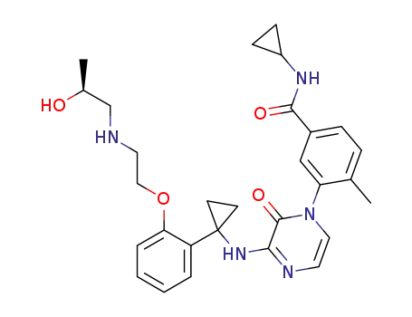 N-cyclopropyl-3-[3-[[1-[2-[2-[[(2S)-2-hydroxypropyl]amino]ethoxy]phenyl]cyclopropyl]amino]-2-oxo-1(2H)-pyrazinyl]-4-methyl-benzamide