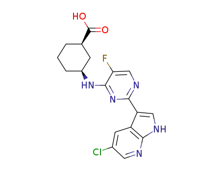 (1R,3S)-3-(2-(5-chloro-1H-pyrrolo[2,3-b]pyridin-3-yl)-5-fluoropyrimidin-4-ylamino)cyclohexanecarboxylic acid