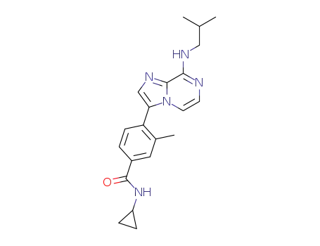 Molecular Structure of 1383102-53-1 (N-cyclopropyl-3-methyl-4-{8-[(2-methylpropyl)amino]imidazo[1,2-a]pyrazin-3-yl}benzamide)