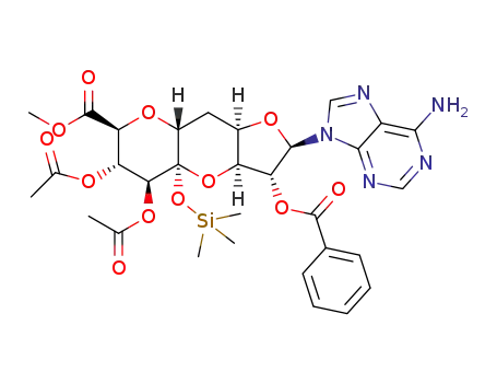 methyl (1S,3S,4R,5R,7R,9R,11S,12S,13S)-12,13-bis(acetyloxy)-5-(6-amino-9H-purin-9-yl)-4-(benzoyloxy)-1-[(trimethylsilyl)oxy]-2,6,10-trioxatricyclo[7.4.0.0<sup>3,7</sup>]tridecane-11-carboxylate