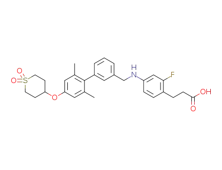 3-{4-[({4'-[(1,1-dioxidotetrahydro-2H-thiopyran-4-yl)oxy]-2',6'-dimethylbiphenyl-3-yl}methyl)amino]-2-fluorophenyl}propanoic acid