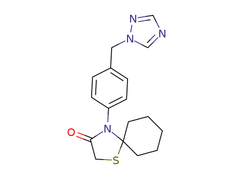 Molecular Structure of 1388155-31-4 (4-(4-((1H-1,2,4-triazol-1-yl)methyl)phenyl)-1-thia-4-azaspiro[4.5]decan-3-one)