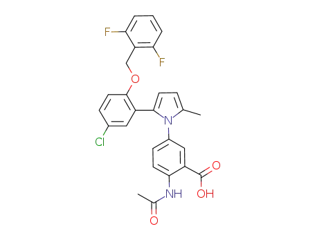 Benzoic acid,
2-(acetylamino)-5-[2-[5-chloro-2-[(2,6-difluorophenyl)methoxy]phenyl]-5-
methyl-1H-pyrrol-1-yl]-