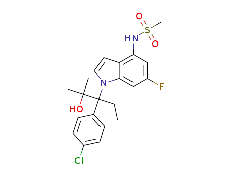 N-(1-(3-(4-chlorophenyl)-2-hydroxy-2-methylpentan-3-yl)-6-fluoro-1H-indol-4-yl)methanesulfonamide