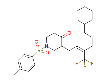 3-(6-cyclohexyl-3-(trifluoromethyl)hex-2-en-1-yl)-1-tosylpiperidin-4-one