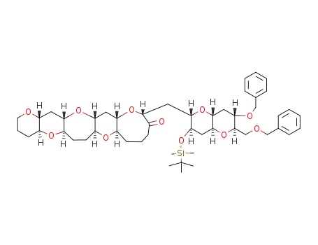 (4aS,5aR,7aS,8aR,13R,14aS,15aR,16aS,17aR)-13-(((2S,3R,4aS,6R,7S,8aR)-7-(benzyloxy)-6-((benzyloxy)methyl)-3-((tert-butyldimethylsilyl)oxy)octahydropyrano[3,2-b]pyran-2-yl)methyl)octadecahydropyrano[2''',3''':5'',6'']pyrano[2'',3'':6',7']oxepino[2',3':5,6]pyrano[3,2-b]oxocin-12(13H)-one