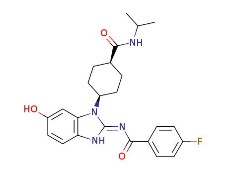 (E)-4-fluoro-N-(6-hydroxy-1-((1s,4s)-4-(isopropylcarbamoyl)-cyclohexyl)-1H-benzo[d]imidazol-2(3H)-ylidene)benzamide