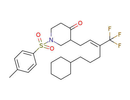 Molecular Structure of 1401112-19-3 (3-(6-cyclohexyl-3-(trifluoromethyl)hex-2-en-1-yl)-1-tosylpiperidin-4-one)