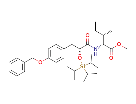 Molecular Structure of 1412914-80-7 ((2R,3S)-methyl 2-{(R)-3-[4-(benzyloxy)phenyl]-2-[(triisopropylsilyl)oxy]propanamido}-3-methylpentanoate)