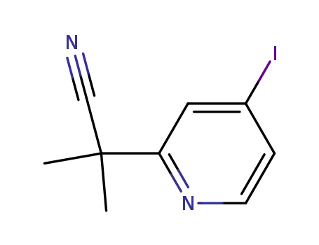 Molecular Structure of 1217486-73-1 (2-(4-iodopyridin-2-yl)-2-Methylpropanenitrile)