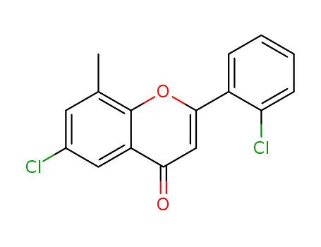 Molecular Structure of 88953-02-0 (4H-1-Benzopyran-4-one, 6-chloro-2-(2-chlorophenyl)-8-methyl-)