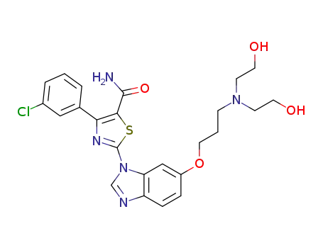 2-(6-{3-[bis-(2-hydroxy-ethyl)-amino]-propoxy}-benzoimidazol-1-yl)-4-(3-chloro-phenyl)-thiazole-5-carboxylic acid amide