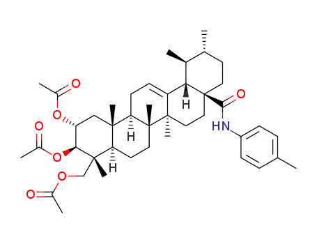 Molecular Structure of 1370522-52-3 (N-(2α,3β,23-triacetoxyurs-12-ene-28-oyl)p-toluidine)