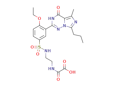 Molecular Structure of 448184-56-3 ({[2-({[4-ethoxy-3-(5-methyl-4-oxo-7-propyl-3,4-dihydroimidazo[5,1-f]-1,2,4-triazin-2-yl)phenyl]sulfonyl}amino)ethyl]amino}(oxo)acetic acid)