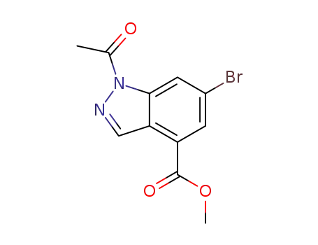 Molecular Structure of 1346597-55-4 (Methyl 1-Acetyl-6-broMo-1H-indazole-4-carboxylate)