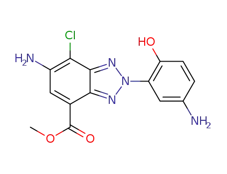 Molecular Structure of 1426245-10-4 (6-amino-2-(5-amino-2-hydroxyphenyl)-7-chloro-2H-benzotriazole-4-carboxylic acid methyl ester)