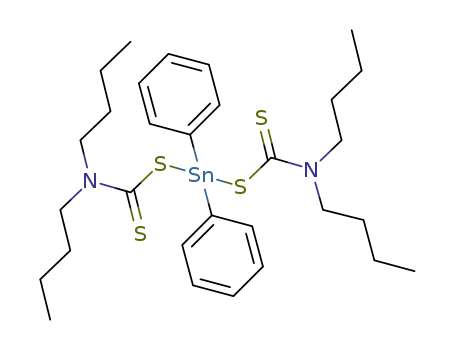 Molecular Structure of 66009-07-2 (Stannane, bis[[(dibutylamino)thioxomethyl]thio]diphenyl-)