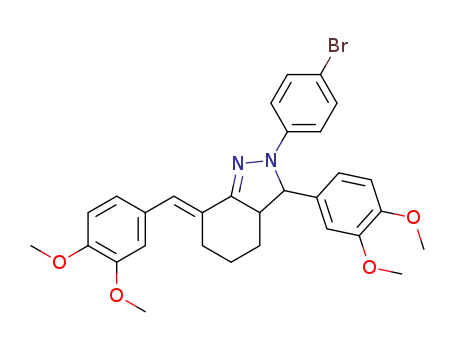 (E)-2-(4-bromophenyl)-7-(3,4-dimethoxybenzylidene)-3-(3,4-dimethoxyphenyl)-3,3a,4,5,6,7-hexahydro-2H-indazole