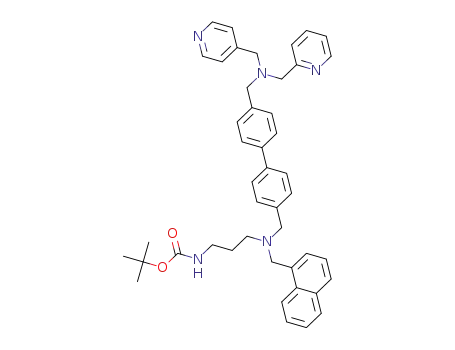 Molecular Structure of 1439362-23-8 (tert-butyl 3-((naphthalen-1-ylmethyl)((4'-(((pyridin-2-ylmethyl)(pyridin-4-ylmethyl)amino)methyl)biphenyl-4-yl)methyl)amino)propylcarbamate)