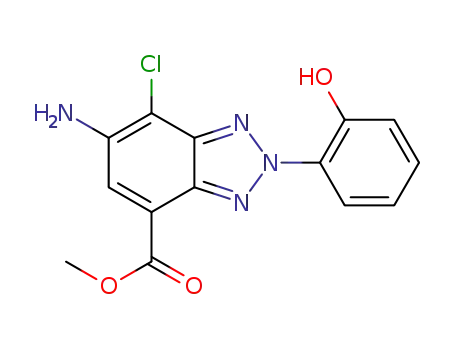 Molecular Structure of 1426245-06-8 (6-amino-7-chloro-2-(2-hydroxyphenyl)-2H-benzotriazole-4-carboxylic acid methyl ester)