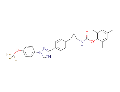 Mesityl 2-(4-(1-(4-(trifluoromethoxy)phenyl)-1H-1,2,4-triazol-3-yl)phenyl)cyclopropyl-carbamate