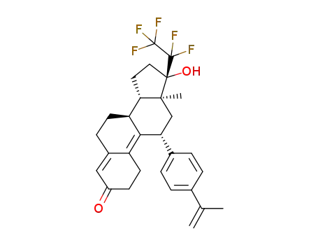 Molecular Structure of 1262057-50-0 ((11β,17β)-20,20,21,21,21-pentafluoro-17-hydroxy-11-[4-(prop-1-en-2-yl)phenyl]-19-norpregna-4,9-dien-3-one)