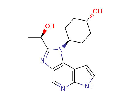Molecular Structure of 1418199-13-9 ((1R,4r)-4-(2-((R)-1-hydroxyethyl)iMidazo[4,5-d]pyrrolo[2,3-b]pyridin-1(6H)-yl)cyclohexanol)