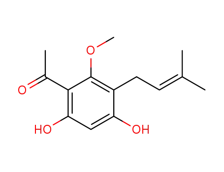 Molecular Structure of 27364-64-3 (4',6'-Dihydroxy-3'-(3-methyl-2-butenyl)-2'-methoxyacetophenone)