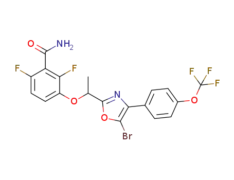 Molecular Structure of 1403880-69-2 (3-(1-(5-bromo-4-(4-(trifluoromethoxy)phenyl)oxazol-2-yl)ethoxy)-2,6-difluorobenzamide)