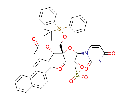 1-(2-O-methanesulfonyl-3-O-(2-naphthylmethyl)-4-C-(tert-butyldiphenylsilyl)oxymethyl-5-O-acetyl-6-deoxy-6-C-vinyl-α-L-mannofuranosyl)uracil