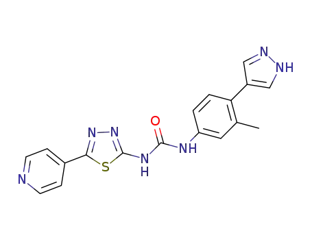 Molecular Structure of 1459140-49-8 (1-(3-methyl-4-(1H-pyrazol-4-yl)phenyl)-3-(5-(pyridin-4-yl)-1,3,4-thiadiazol-2-yl)urea)