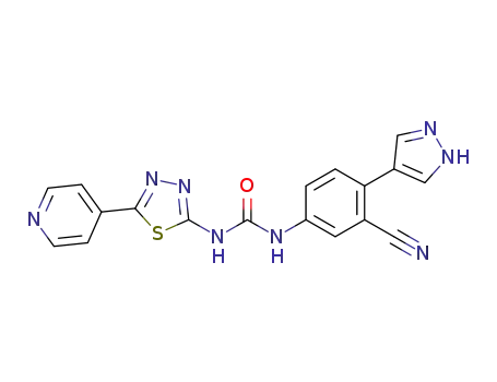 1-(3-cyano-4-(1H-pyrazol-4-yl)phenyl)-3-(5-(pyridin-4-yl)-1,3,4-thiadiazol-2-yl)urea