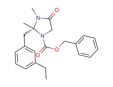 Molecular Structure of 1448582-16-8 ((-)-(2R)-benzyl 2-(3-ethylbenzyl)-2,3-dimethyl-4-oxoimidazolidine-1-carboxylate)