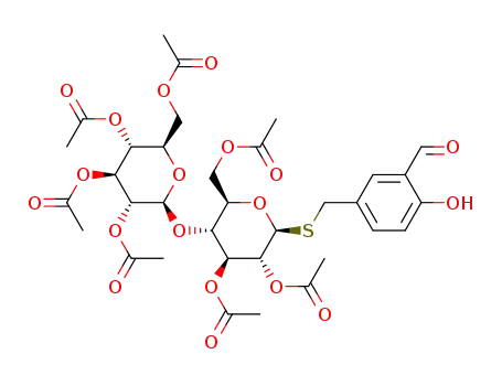 m-formyl-p-hydroxy-benzyl-2,3,4,6-tetra-O-acetyl-β-D-glucopyranosyl-(1→4)-2,3,6-tri-O-acetyl-1-thio-β-D-glucopyranoside