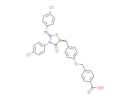 4-{4-[3-(4-chlorophenyl)-2-(4-chlorophenylimino)-4-oxothiazolidin-5-ylidenemethyl]phenoxymethyl}benzoic acid