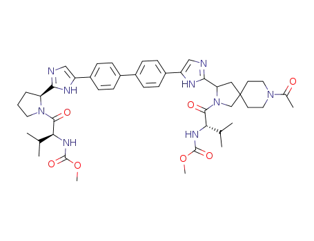 methyl [(1S)-1-({(2S)-2-[4-(4′-{2-[8-acetyl-2-((2S)-3-methyl-2-{[(methyloxy)carbonyl]amino}butanoyl)-2,8-diazaspiro[4.5]-dec-3-yl]-1H-imidazol-4-yl}-4-biphenylyl)-1H-imidazol-2-yl]-1-pyrrolidinyl}carbonyl)-2-methylpropyl]carbamate