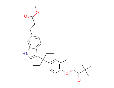 Molecular Structure of 1445854-09-0 (methyl 3-(3-(3-(4-(3,3-dimethyl-2-oxobutoxy)-3-methylphenyl)pentan-3-yl)-1H-indol-6-yl)propanoate)
