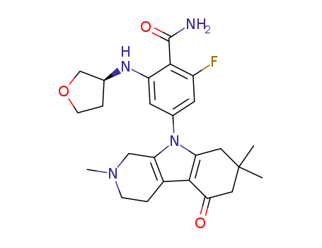 2-fluoro-6-(((3S)-tetrahydrofuran-3yl)amino)-4-(2,7,7-trimethyl-5-oxo-decahydro-1H-pyrido[3,4-b]indol-9(9aH)-yl)benzamide