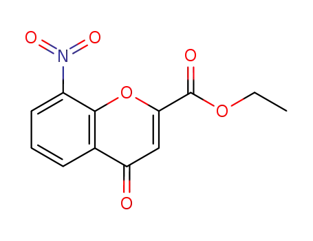 Molecular Structure of 110683-75-5 (4H-1-Benzopyran-2-carboxylic acid, 8-nitro-4-oxo-, ethyl ester)